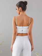 Jacquard Lace Trim Tie Front Top